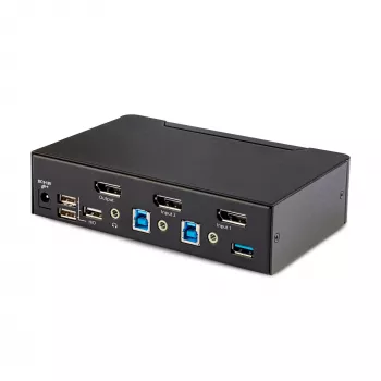 StarTech.com 2 portin DisplayPort KVM-kytkin, 8K 60Hz / 4K 144Hz, yksi näyttö, DP 1.4, 2x USB 3.0 -liitäntää, 4x USB 2.0 HID -liitäntää, painike- & pikanäppäinvaihto, TAA-yhteensopiva - käyttöjärjestelmäriippumaton, metallikotelo