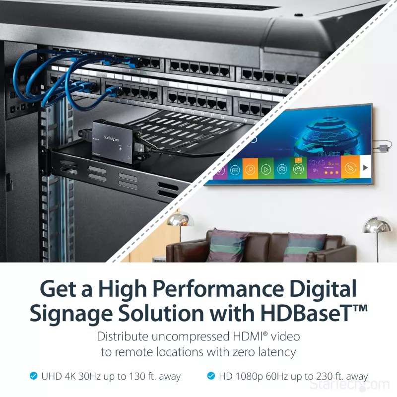StarTech.com HDMI CAT5e - HDBaseT-jatko – virransyöttö kaapelin kautta – Ultra HD 4K – TAA