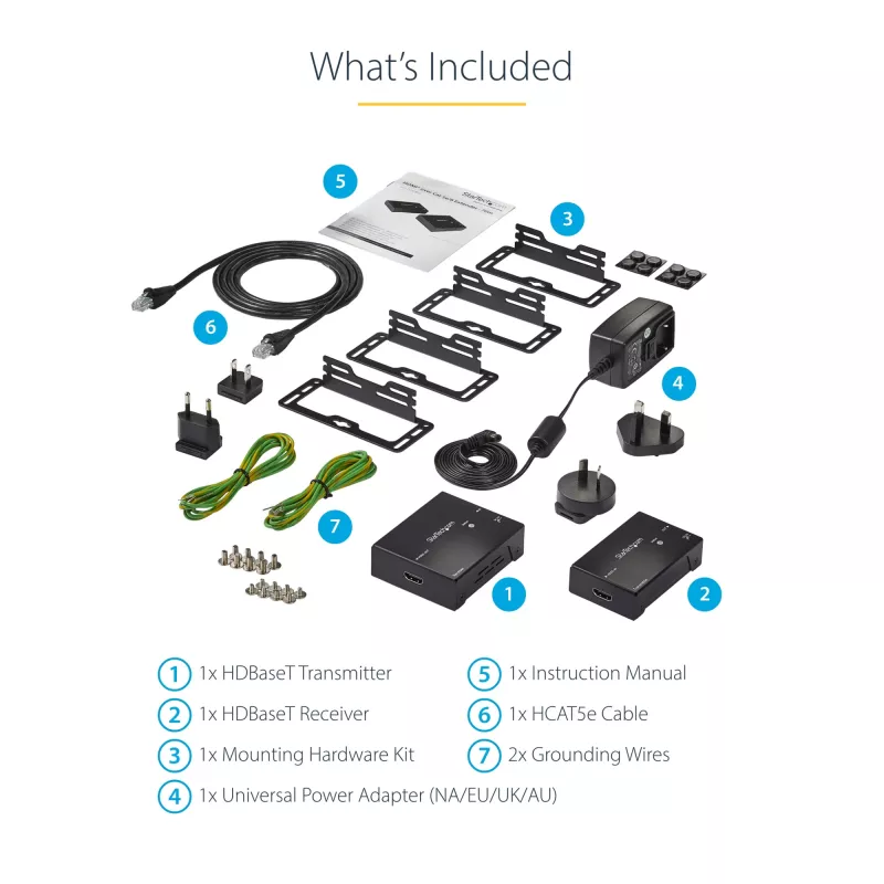 StarTech.com HDMI CAT5e - HDBaseT-jatko – virransyöttö kaapelin kautta – Ultra HD 4K – TAA