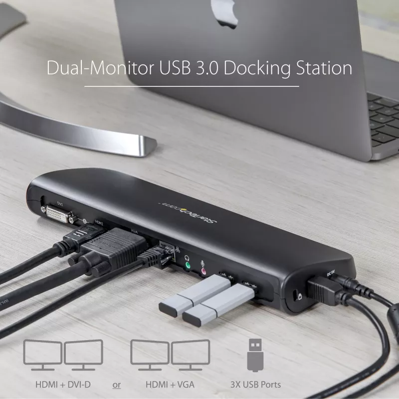 StarTech.com kahden näytön USB 3.0 -telakointiasema HDMI & DVI/VGA