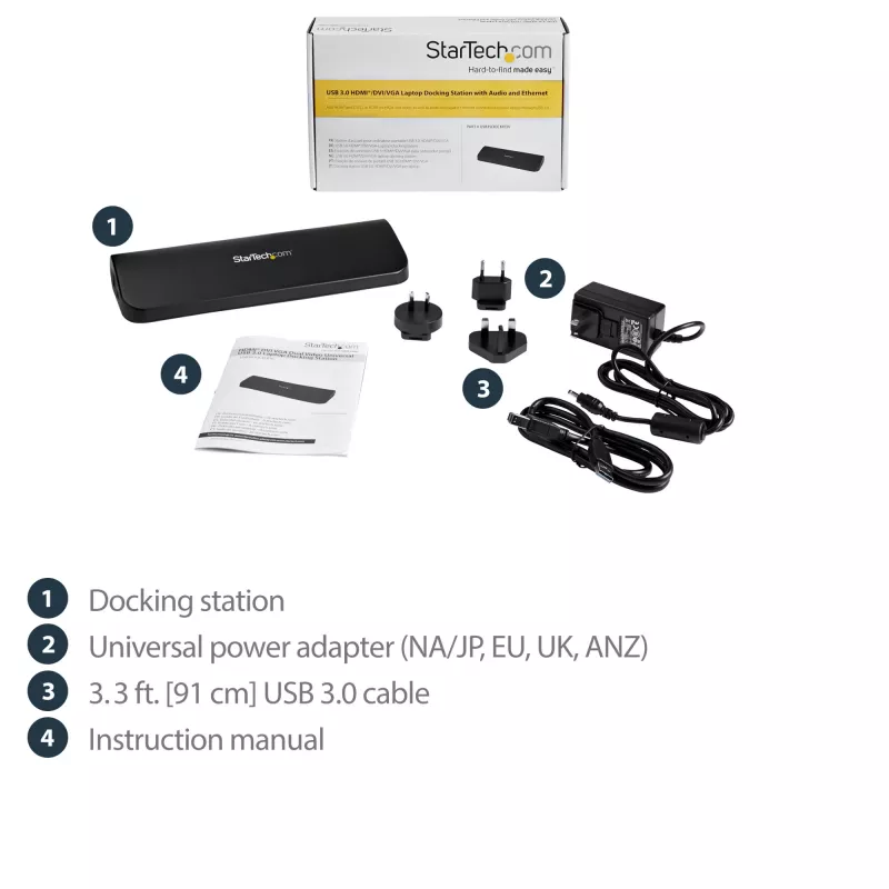 StarTech.com kahden näytön USB 3.0 -telakointiasema HDMI & DVI/VGA