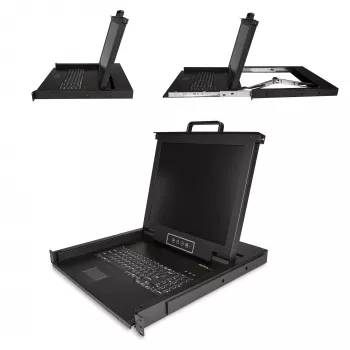 StarTech.com rack-asennettava KVM-konsoli - yhden portin VGA KVM ja 17 tuuman LCD-näyttö palvelinräkkiin - täysin varusteltu universaali 1U LCD KVM -laatikko kaapeleilla ja tarvikkeilla - USB-tuki - 50 000 MTBF