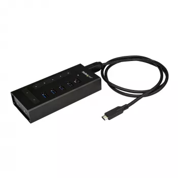 StarTech.com HB30C5A2CST 7-porttinen USB 3.0 -hubi, USB-C – 5x USB-A ja 2x USB-C, pikalatausportti, teollinen, metallia