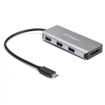 StarTech.com HB31C3ASDMB 3-porttinen USB-C-hubi SD-kortinlukijalla, 3x USB-A, 10 Gbps, USB 3.1, väyläkäyttöinen, 25 cm:n kaapeli, Thunderbolt 3 -yhteensopiva