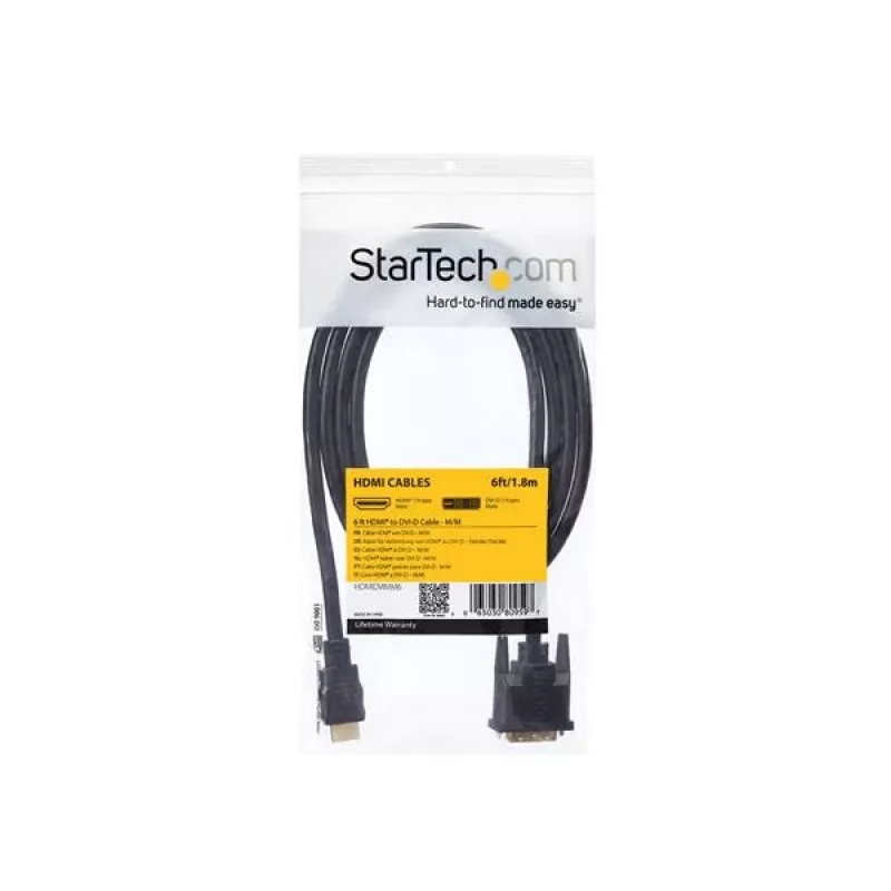 StarTech.com 6 ft HDMI - DVI-D -kaapeli - M/M, 1,8 m, HDMI, DVI-D, pistoke, pistoke, suora