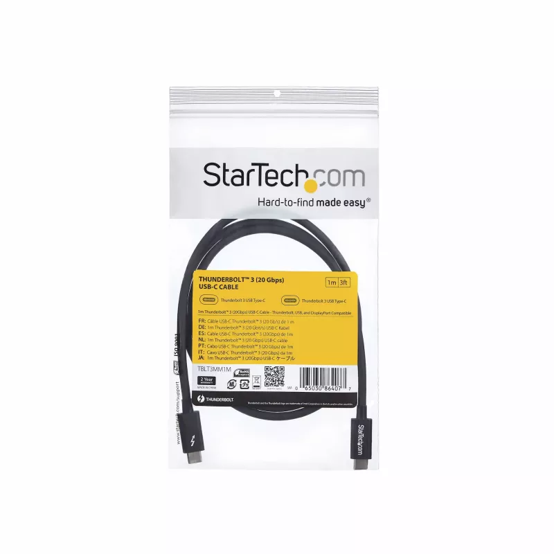 StarTech.com 1m Thunderbolt 3 (20Gbps) USB-C-kaapeli – Thunderbolt, USB ja DisplayPort yhteensopiva