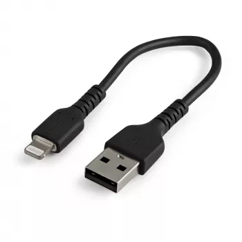 StarTech.com 15 cm kestävä musta USB-A-Lightning-kaapeli – vahva aramidikuituinen USB Type-A-Lightning-lataus-/synkronointikaapeli – Apple MFi -sertifioitu iPad/iPhone 12
