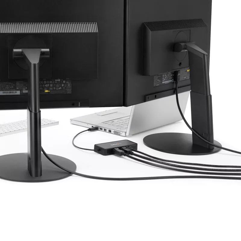 StarTech.com USB 3.0 Mini-Dock – kahden näytön USB-A-telakointiasema DisplayPort 4K 60Hz -videolla ja Gigabit Ethernetillä – 30 cm kaapeli – kannettava USB 3.1 Gen 1 Type-A -kannettavasovitin