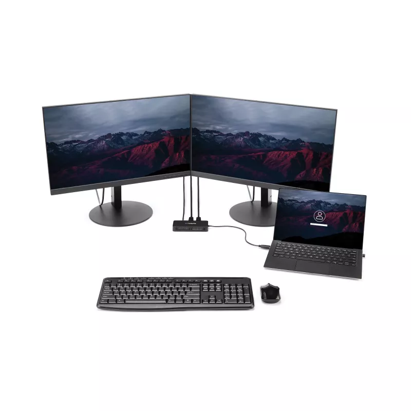StarTech.com USB 3.0 Mini-Dock – kahden näytön USB-A-telakointiasema DisplayPort 4K 60Hz -videolla ja Gigabit Ethernetillä – 30 cm kaapeli – kannettava USB 3.1 Gen 1 Type-A -kannettavasovitin