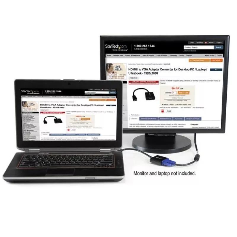 StarTech.com HDMI - VGA -sovitinmuunnin pöytätietokoneelle / kannettavalle / ultrabookille – 1920x1080