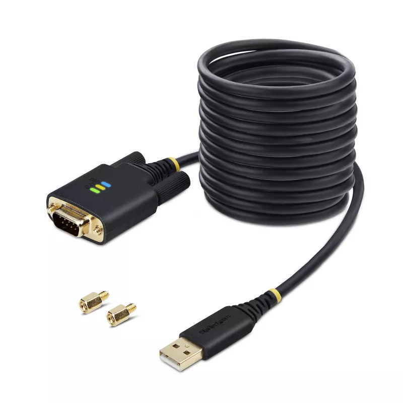 StarTech.com 3 m USB - sarja-sovitinkaapeli, COM-säilytys, vaihdettavat ruuvit/mutterit, USB-A - DB9 RS232, FTDI IC, ESD-suoja, Windows/macOS/Linux
