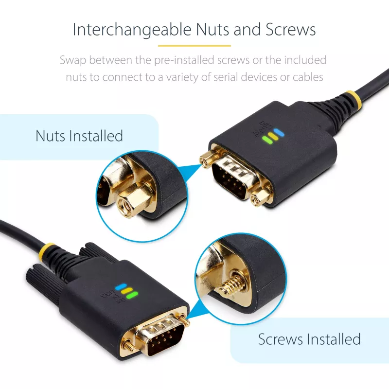 StarTech.com 3 m USB - sarja-sovitinkaapeli, COM-säilytys, vaihdettavat ruuvit/mutterit, USB-A - DB9 RS232, FTDI IC, ESD-suoja, Windows/macOS/Linux