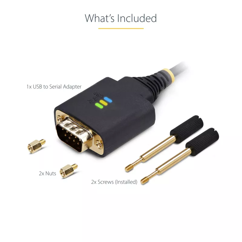 StarTech.com 3 m USB - sarja-sovitinkaapeli, COM-säilytys, vaihdettavat ruuvit/mutterit, USB-A - DB9 RS232, FTDI IC, ESD-suoja, Windows/macOS/Linux