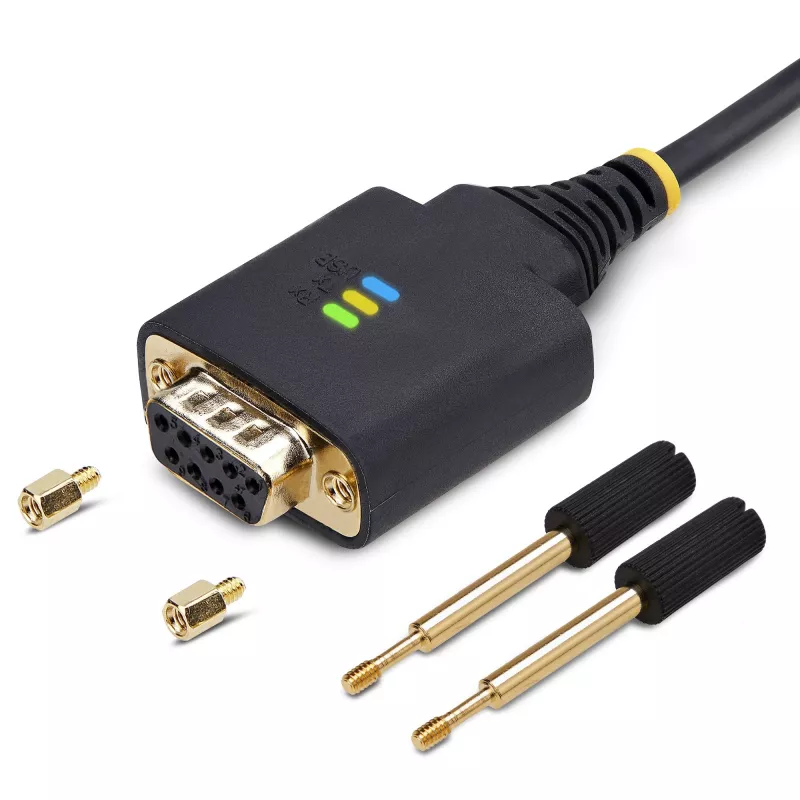 StarTech.com 1 m USB - nollamodeemi sarjasovitinkaapeli, vaihdettavat DB9-ruuvit/mutterit, COM Retention, USB-A - RS232, FTDI, Level-4 ESD-suoja, Windows/macOS/ChromeOS/Linux – kestävä TPE-rakenne