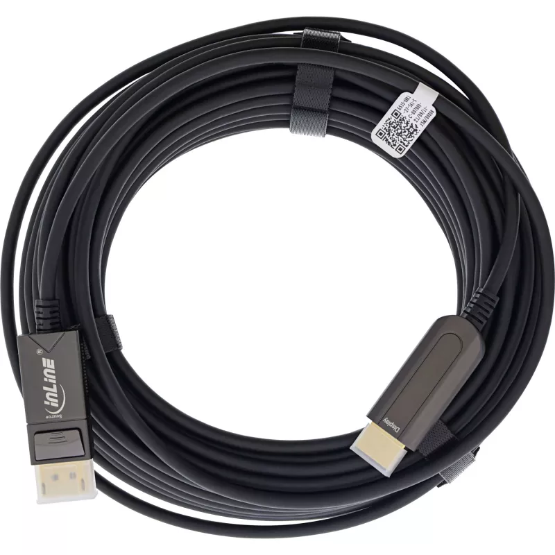 InLine DisplayPort-HDMI AOC -konvertterikaapeli, 4K/60Hz, musta, 15 m