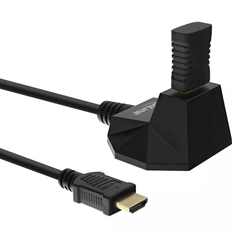 InLine HDMI-asema, HS-HDMI-kaapeli Ethernetillä, uros/naaras, musta, kullatut koskettimet, 3 m