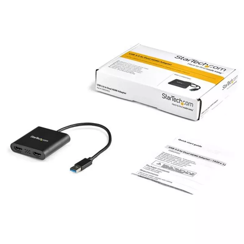 StarTech.com USB 3.0 - Dual HDMI -sovitin, USB-2x HDMI -näyttökonvertteri Windowsille (ei tue macOS/ChromeOS/Linux) - TAA