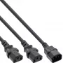 InLine virtakaapeli Y-haara saksalainen tyyppi F 1x IEC-C14 - 2x IEC-C13 1 m