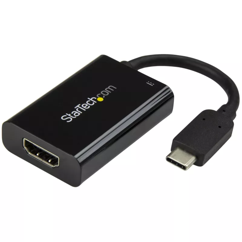 StarTech.com USB-C - HDMI 2.0 -sovitin Power Delivery -toiminnolla - 4K 60Hz USB Type-C - HDMI-näytön videosovitin - 60W PD -läpivientilatausliitäntä - Thunderbolt 3 -yhteensopiva - musta