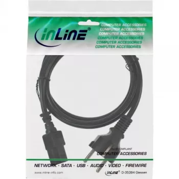 InLine virtajohto, CEE 7/7 suora / 3-napainen IEC C13 -pistoke, musta, 1,5 m