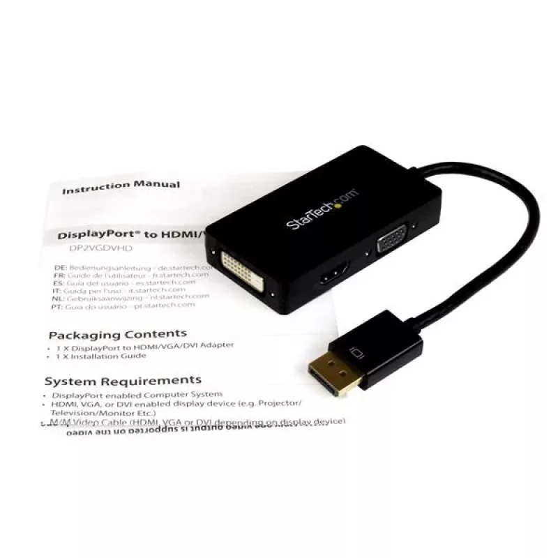 StarTech.com matka-A/V-adapteri: 3-in-1 DisplayPort - VGA-, DVI- tai HDMI-muunnin