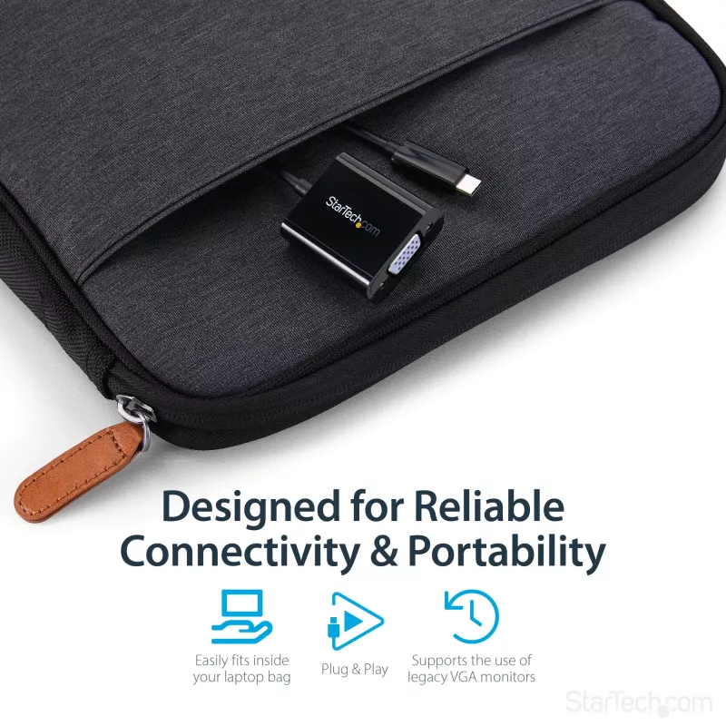 StarTech.com USB-C – VGA-sovitin - musta - 1080p - videosovitin MacBook Prolle - USB C – VGA-näyttösovitin - päivitetty versio on CDP2VGAEC