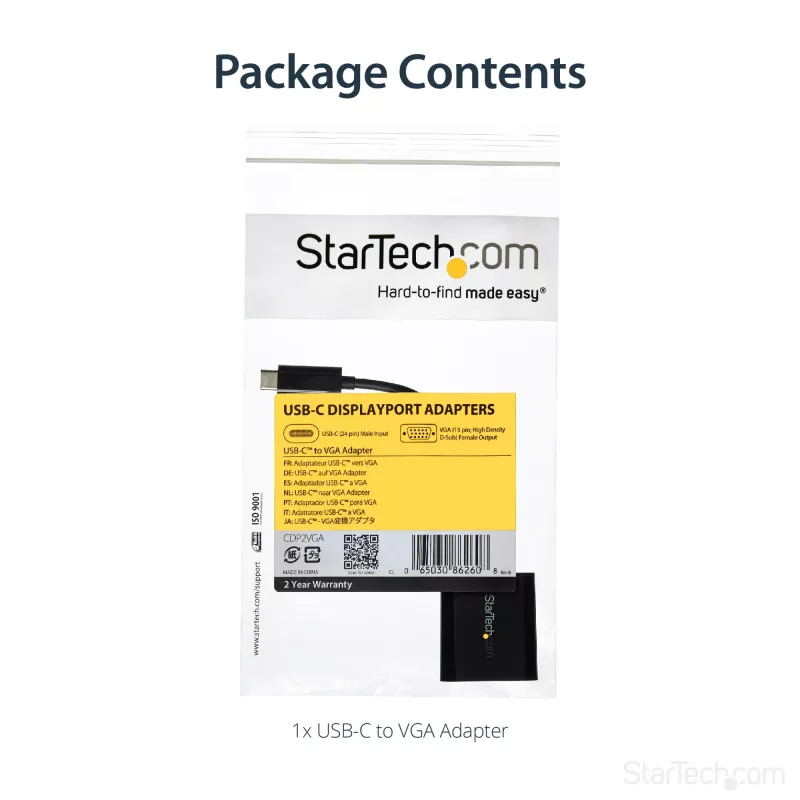 StarTech.com USB-C – VGA-sovitin - musta - 1080p - videosovitin MacBook Prolle - USB C – VGA-näyttösovitin - päivitetty versio on CDP2VGAEC
