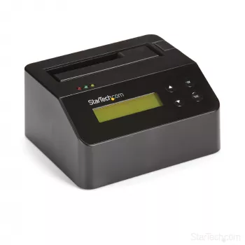 StarTech.com yksipaikkainen kiintolevyn tyhjennyslaite, erillinen HDD/SSD-tietojen poistaja, USB 3.0 - SATA II (3 Gbit/s), 9 tyhjennystilaa, LCD-näyttö, turvallinen kiintolevyn tyhjennystelakka, DB-9 tulostinliitäntä, TAA-yhteensopiva
