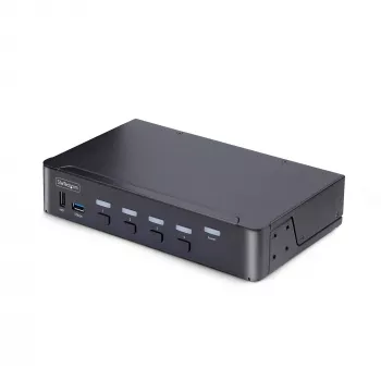 StarTech.com 4-porttinen DisplayPort KVM-kytkin, 8K 60Hz / 4K 144Hz, yksi näyttö, DP 1.4, 2x USB 3.0 -portti, 4x USB 2.0 HID -portti, painike- ja pikanäppäinvaihto, TAA-yhteensopiva - käyttöjärjestelmäriippumaton, metallikotelo