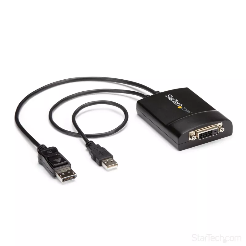 StarTech.com DisplayPort-DVI Dual Link -aktiivisovitin - DisplayPort-DVI-D-sovitin videomuunnin 2560x1600 60Hz - DP 1.2 - DVI-näyttö - USB-virtalähde - lukittuva DP-liitin