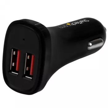 StarTech.com kaksiporttinen USB-autolaturi – 24 W/4,8 A – musta, auto, savukkeensytytin, 5 V, musta