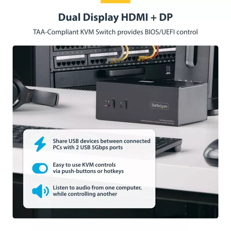 StarTech.com P2ADDH462-KVM-SWITCH KVM-kytkin musta