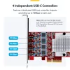StarTech.com 4-porttinen USB Type-C PCIe -kortti, USB 3.2 10Gbps, USB-C PCI Express -laajennuskortti, 4x riippumaton USB-ohjain, Windows/Linux/macOS, TAA-yhteensopiva