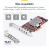 StarTech.com 4-porttinen USB Type-C PCIe -kortti, USB 3.2 10Gbps, USB-C PCI Express -laajennuskortti, 4x riippumaton USB-ohjain, Windows/Linux/macOS, TAA-yhteensopiva