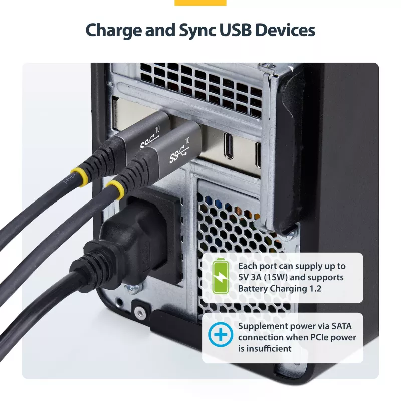 StarTech.com 4-porttinen USB Type-C PCIe -kortti, USB 3.2 10Gbps, USB-C PCI Express -laajennuskortti, 4x riippumaton USB-ohjain, Windows/Linux/macOS, TAA-yhteensopiva