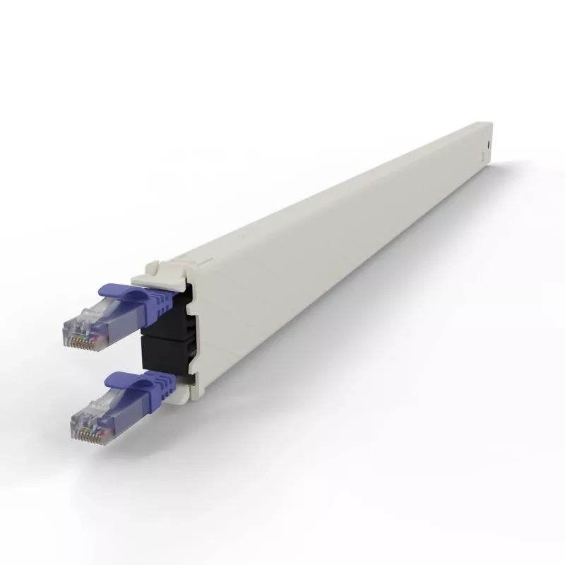 PATCHBOX patchbox.one CONE30UTPVI sisäänvedettävä kytkentäkaapelikasetti, 30RU, Cat6a, UTP, violetti