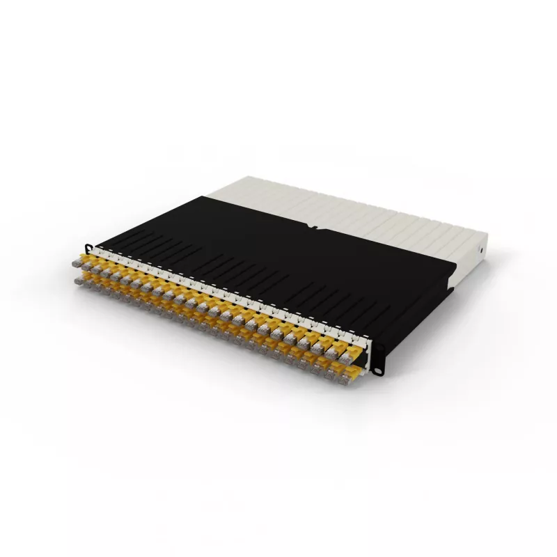 PATCHBOX .one PONEX8STPYL 8RU Cat6a U/FTP sisäänvedettävä kytkentäkaapelijärjestelmä, 0,8 m, RJ-45, 10 Gbit/s, PoE, 24 kasettia, keltainen