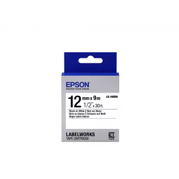 Epson vakiomallinen tarratulostuskasetti LK-4WBN musta/valkoinen 12mm (9m)