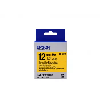 Epson tarrakasetti vahva liima LK-4YBW musta/keltainen 12 mm (9 m)