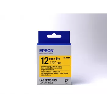Epson tarrakasetti vahva liima LK-4YBW musta/keltainen 12 mm (9 m)