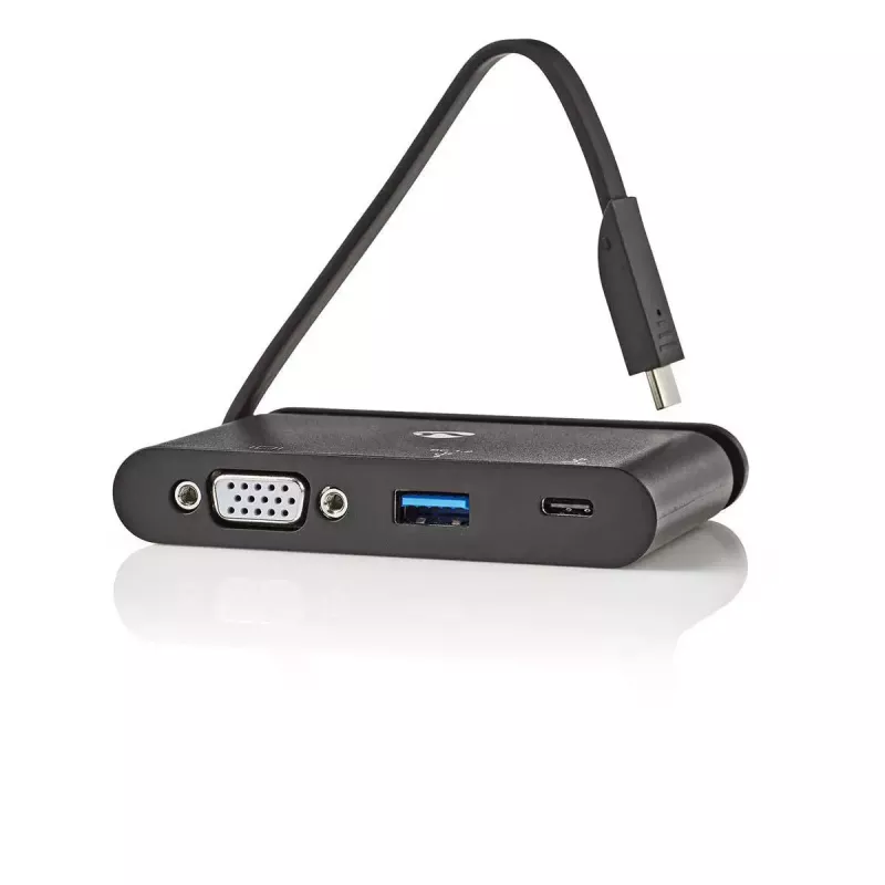 Nedis TCARF220BK USB-C-sovitin USB 3.1, USB Type-A / USB Type-C / 1x VGA, musta