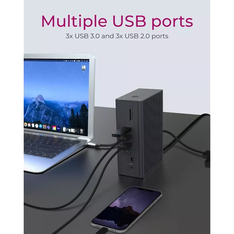 ICY BOX IB-DK2262AC johdollinen USB 3.2 Gen 1 (3.1 Gen 1) Type-C antrasiitti