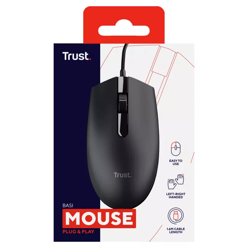 Trust Basi hiiri toimistoon molempikätinen USB Type-A optinen 1200 DPI