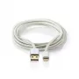 Matkapuhelinkaapeli Nedis CCTB39300AL30 alumiini 3 m USB A Lightning