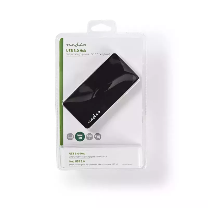 USB-keskitin Nedis UHUBU3420BK USB 3.2 Gen 1 Micro-B musta