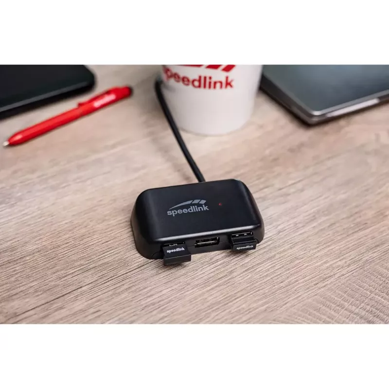 Speedlink SNAPPY EVO SL-140203-BK USB-keskitin, 4 porttia, USB-C – USB 3.2 Gen 1 (5 Gbps), musta