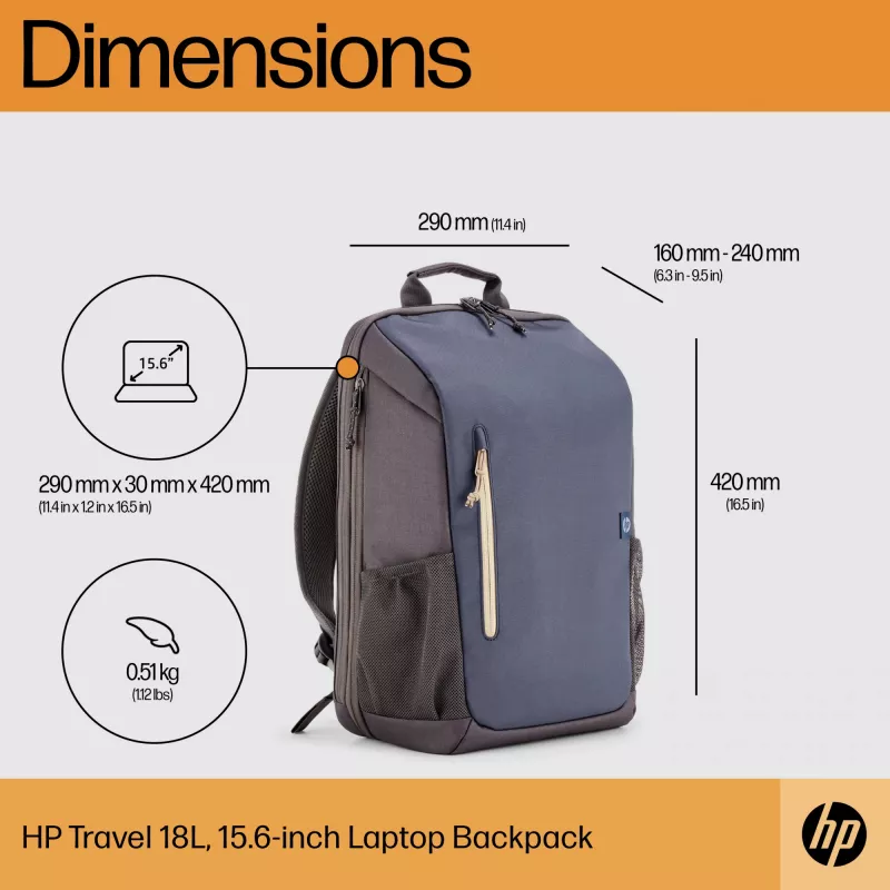 HP Travel 18 litraa 15.6 Blue Night kannettavan reppu, reppu, 510 g