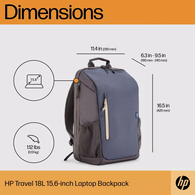 HP Travel 18 litraa 15.6 Blue Night kannettavan reppu, reppu, 510 g