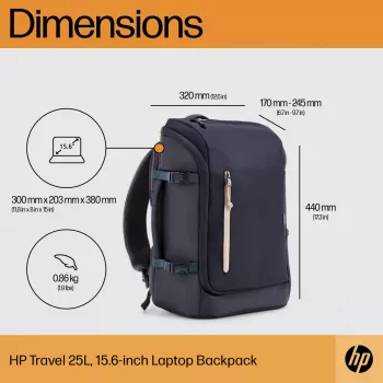 HP Travel 25 litraa 15.6 sininen kannettavan reppu suurin näyttökoko 39,6 cm paino 860 g