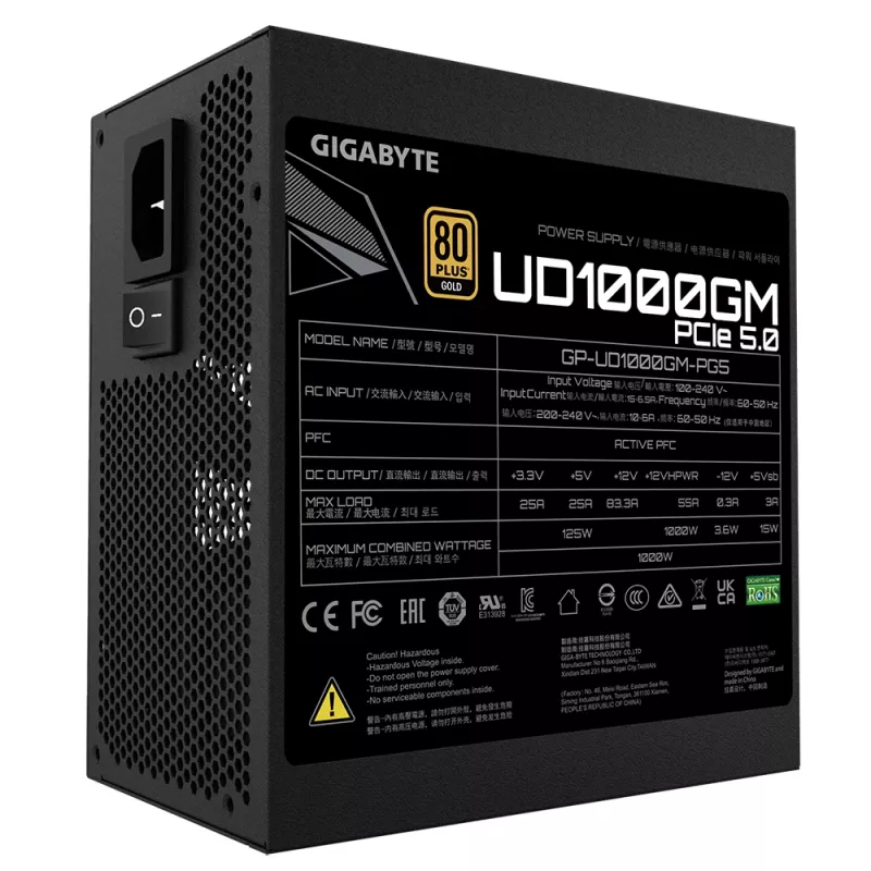 GIGABYTE UD1000GM PG5 virtalähde 1000 W 20+4 pin ATX ATX musta